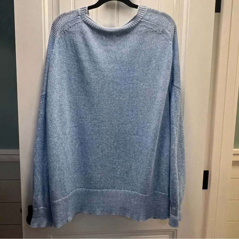 J. Crew Marled Blue Long Sleeved Drop Shoulder Linen Blend‎ Sweater. Size 2X.